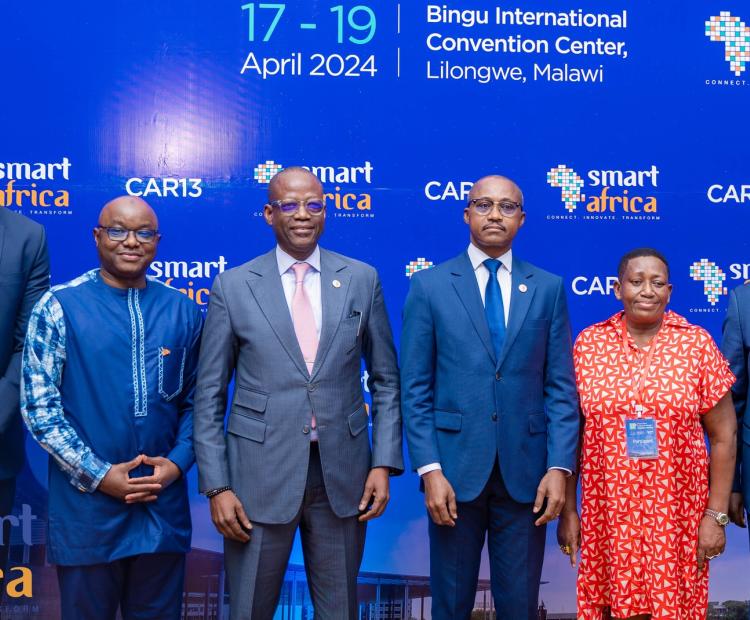 CA Board Chairperson Ms. Mary Mungai (second right) with top leadership of the Smart Africa, upon her election as the Vice Chairperson of the Smart Africa Council of African Regulators in Lilongwe, Malawi