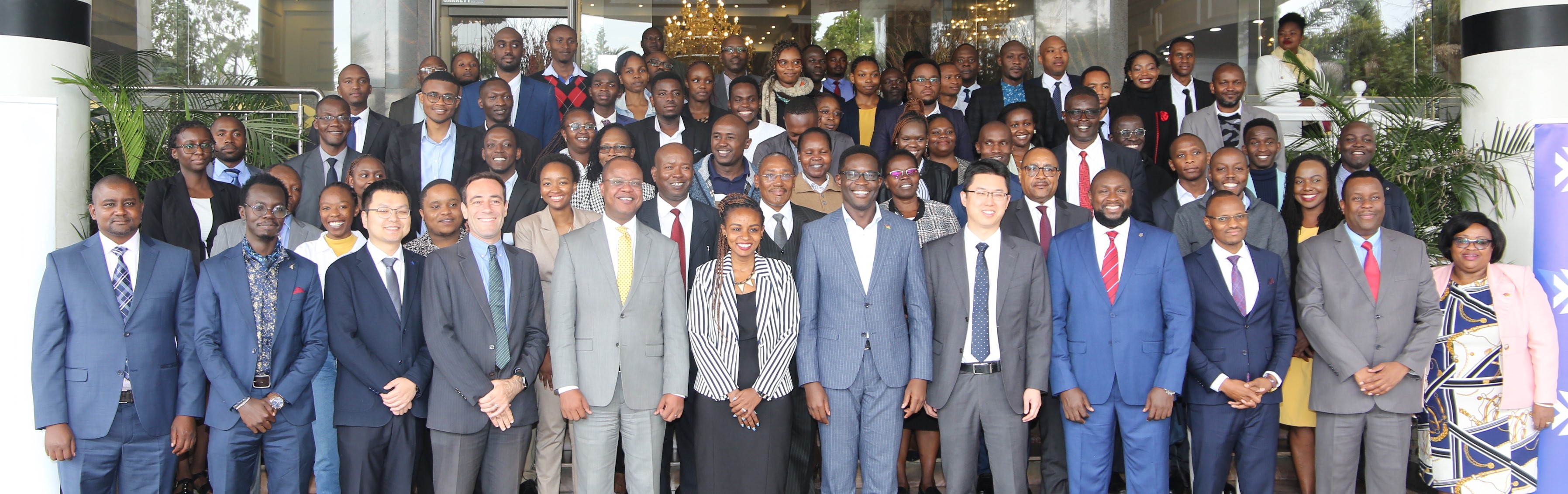CA Director General Mr. Ezra Chiloba (centre) with participants after launching the hackathon and bootcamp series ahead of the October Cyber Security Awareness Month.
