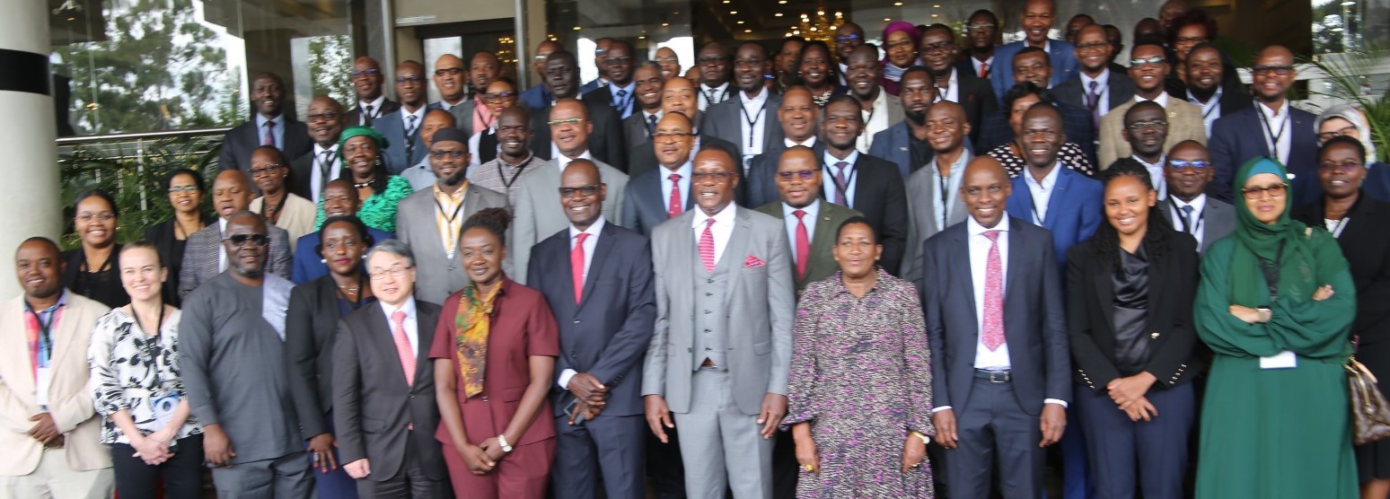   The Cabinet Secretary for Information, Communications and the Digital Economy Mr. Eliud Owalo, (centre), flanked by participants at the 2nd ATU Preparatory Meeting for the 2024 World Telecommunication Standardization Assembly (WTSA-24) in Nairobi. 